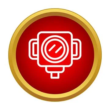 Action camera icon in red circle for travel Stock Illustration