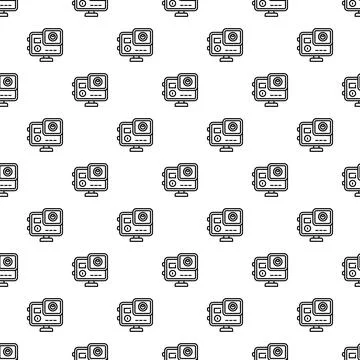 Action camera icon seamless pattern white background Stock Illustration