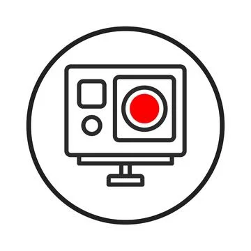 Action camera icon showcasing a sleek design representing modern recording .. Illustrazione stock