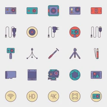 Action camera icons Stock Illustration