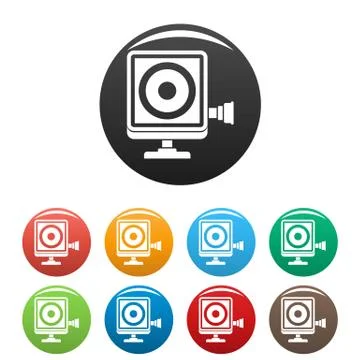 Action camera icons set color Stock Illustration