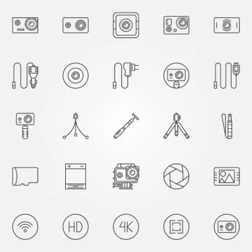 Action Camera icons set Stock Illustration