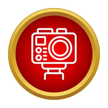 Action camera line icon displaying digital video technology Stock Illustration