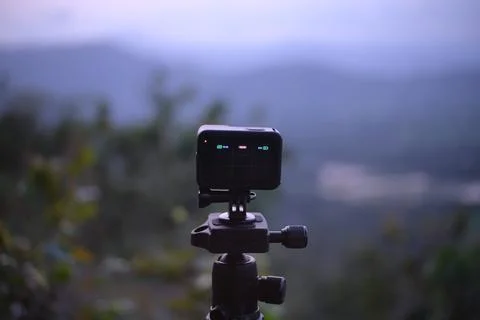 Action camera with natural background, very aesthetic, really beautiful Foto stock