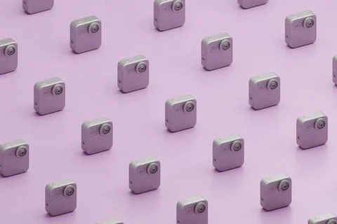 Action camera pattern on pastel purple background render Stock Illustration