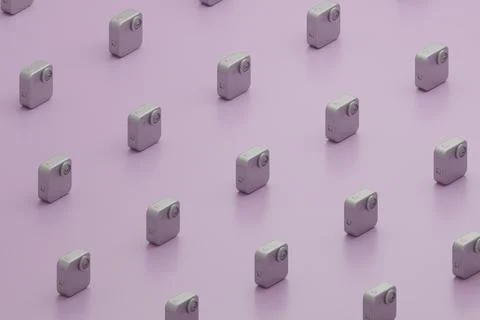Action camera pattern on pastel purple background render Illustrazione stock