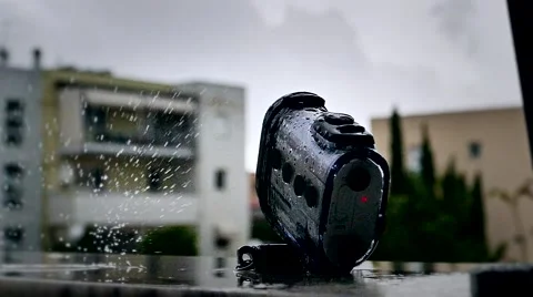 Action camera rec in the rainy Stock Footage 55760706