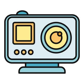 Action camera recording device for adventure exploring moments Stock Illustration