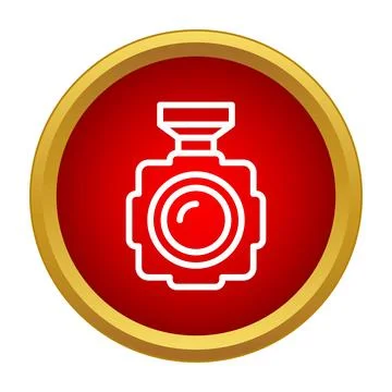 Action camera recording video icon on red background Stock Illustration