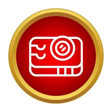 Action camera recording video line icon in red circle 스톡 일러스트