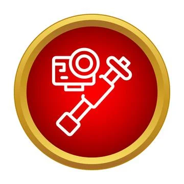 Action camera with selfie stick recording adventure icon Stock Illustration