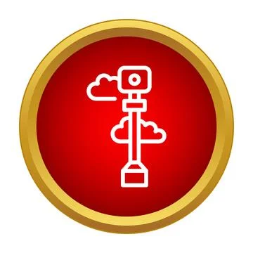 Action camera on selfie stick in sky line icon Stock Illustration