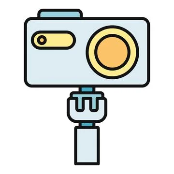 Action camera on selfie stick for vlogging 스톡 일러스트