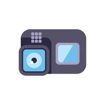 Action camera showing its lens and screen isolated on white background Stock Illustration