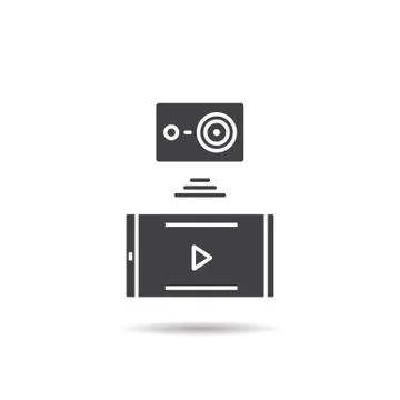 Action camera to smartphone wireless wifi connection icon 스톡 일러스트