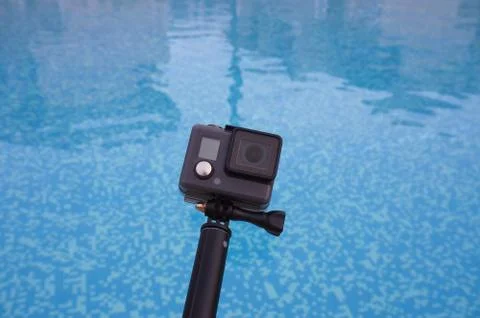 Action camera on stick Foto stock