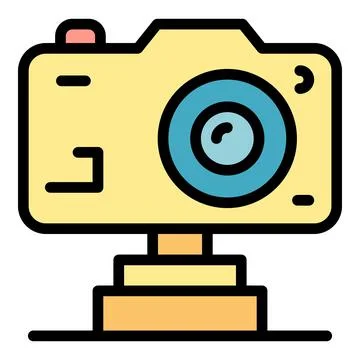 Action camera stream icon color outline vector Stock Illustration