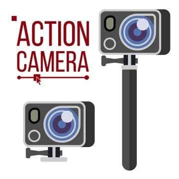 Action Camera Vector. Active Extreme Sport Video. Equipment For Filming Stock Illustration