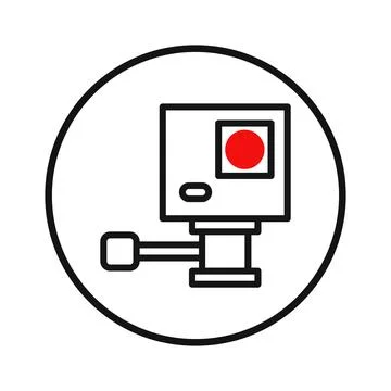Action camera vector icon in circular frame representing video recording eq.. Stock Illustration
