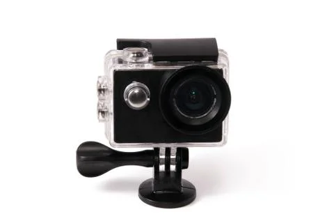 Action camera in a waterproof box isolated Stock Photos