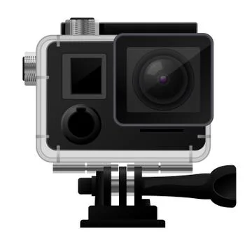 Action camera in waterproof case - sport cam icon Illustrazione stock