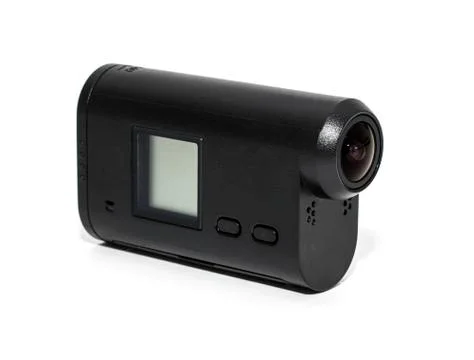 Action camera, waterproof white background Stock Photos