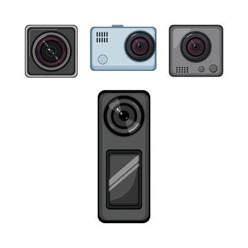 Action cameras capturing adventure and extreme sports activities Stock Illustration