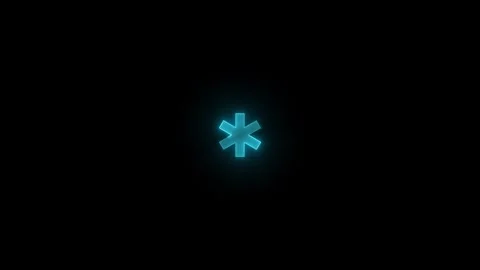 Action center asterisk stroke icon glowing neon cyan color animation Stock Footage 289386534