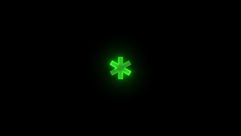 Action center asterisk stroke icon glowing neon green color animation Stock Footage 289386540