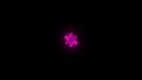 Action center asterisk stroke icon glowing neon pink color animation Stock Footage 289386541