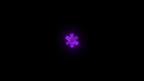 Action center asterisk stroke icon glowing neon purple color animation Stock Footage 289386547