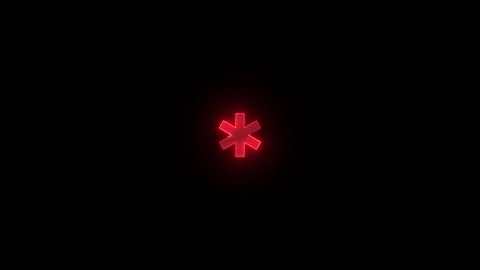Action center asterisk stroke icon glowing neon red color animation Stock Footage 289386551