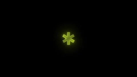 Action center asterisk stroke icon glowing neon yellow color animation Stock Footage 289386558