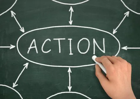 Action chalkboard write concept 3d illustration Stock Illustration