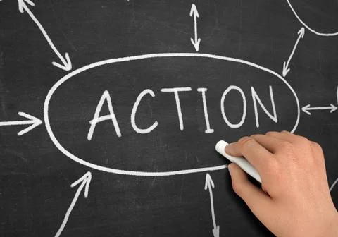 Action chalkboard write concept  3d illustration Stock Illustration