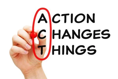 Action Changes Things ACT Motivational Business Concept Fotos de archivo