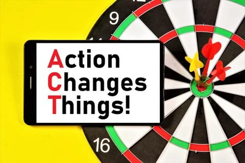 Action changes things. A widget for displaying text messages Stock Photos