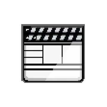 Action clapperboard pixel art vector illustration Stock Illustration