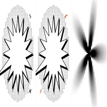 Action Comic Book Speech Bubbles and Halftone Graphic Elements on White Bac.. イラスト素材