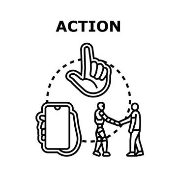 Action concept with human and robot handshaking Illustrazione stock