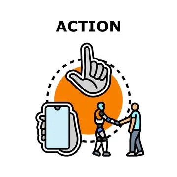 Action concept with human and robot handshaking Stock Illustration