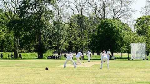 Action Cricket game Stock Photos