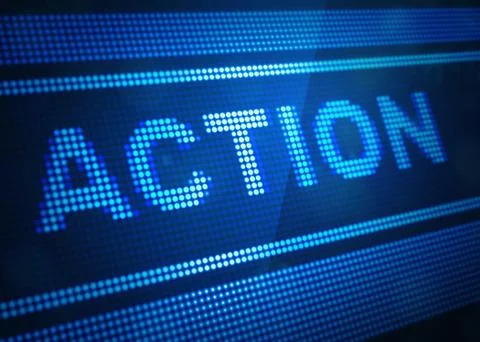Action digital screen 3d illustration Stock Illustration