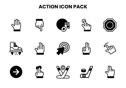 Action DuoTone Set Icons Pack Illustration