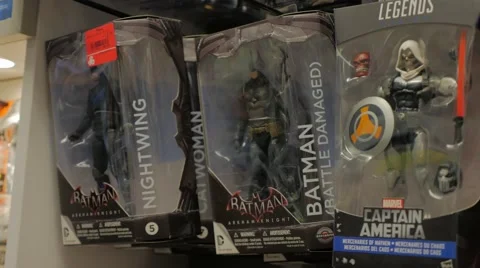 Action Figures Store Packages Batman Deadpool Stockbeeldmateriaal 65859953