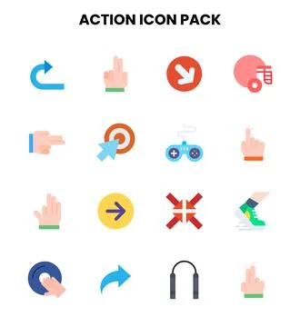 Action Flat Design Icons Pack Stock Illustration