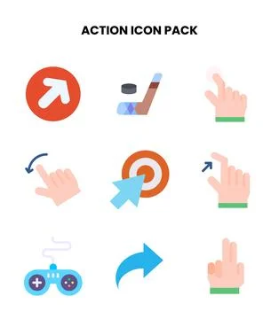 Action Flat Set Icons Pack Stockillustratie