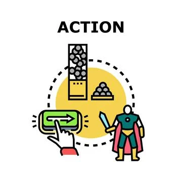 Action game playing concept vector illustration 库存插图