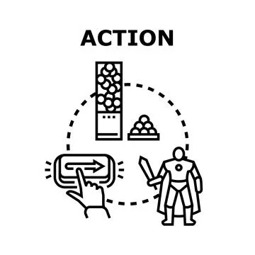 Action game playing concept vector illustration Stockillustratie