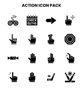 Action Glyph Bundle Icons Pack Stockillustratie